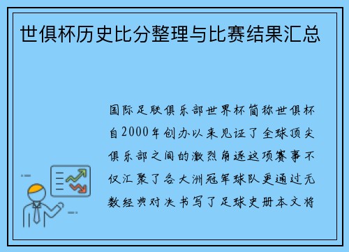 世俱杯历史比分整理与比赛结果汇总